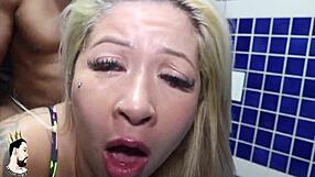 Drilling Aline Souza in sheer red lingerie