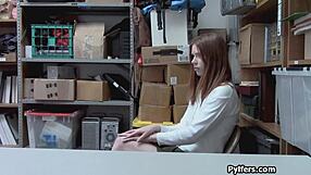 Cute redhead thief gets drilled hard by mall security