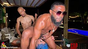 barbie enjoys a hardcore threesome with big black cocks outdoors