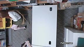 Cute redhead thief gets drilled hard by mall security