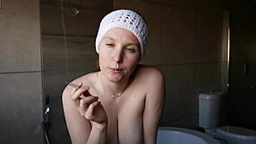 cute brunette smoking with big tits