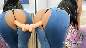 Sexy latina in ripped jeans dirty talking joi with big ass worship