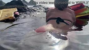 stranger feeds sperm to fish publicly at beach