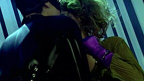 Catwoman Bent Over In Cage For Threesome, Swallowing Cum And Getting Facial.