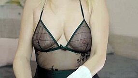 A beautiful blonde housewife engages in anal fingering and assfucking while on a WhatsApp call.