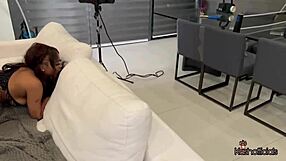 These lesbians strap on and do doggy style perfectly