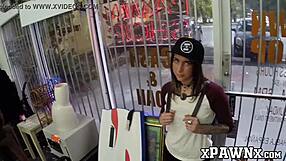 Broker offers cutie cash for blowjob on monster cock at work