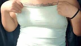 latina whore shows tits and lingerie in public outdoor car