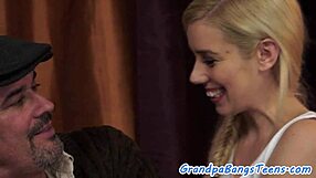 the busty european teen 18+ babe gets bent over and doggystyled by her grandpa in old and young scenario.