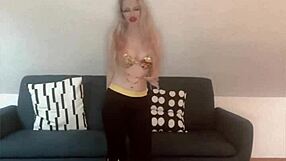 Crossdressing drag queen sings belly dancer song in fetish style