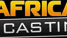 Ebony model gives head eagerly.