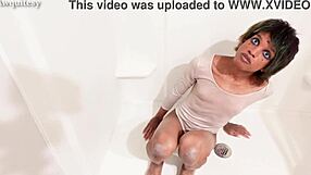 Trans Robotic Gymnast Squirts, Eats Own Milk in Sexy Sissy Fembot Costume