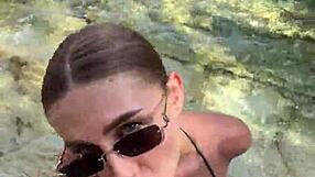 Wow, best blowjob ever with cum on tits from a beach stranger 😍