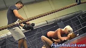 European Babes Wrestle In Lesbian Action With Shaved Pussies