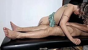 Masseuse stripped, blowjob, riding