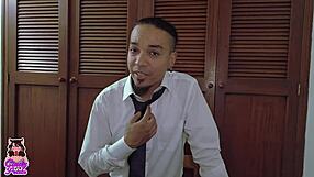 latina student rides professor for cum in mouth