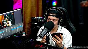 Bi mejia demonstrates sex on the podcast table while moaning