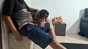 Unexpected flash of dick in the dentist's waiting room leads to her groping and muff diving.