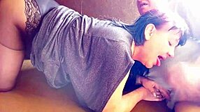 Klaudiaambergirl in lingerie performs blowjob compilation with creampie