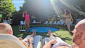Intense orgy party in swimming pool with big cocks and rough fucking