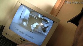 brunette ashley coda sucks a cock through a bathroom stall glory hole