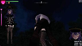 In the hentai game, the guard girl reveals secrets while having sex in the park, part 2