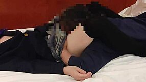 Uniform Cosplay Girl In Miniskirt Flirts And Has Sex With Creampie Blowjob Cunni