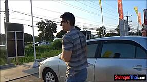 Cheating Thai wife fucks husband's friend