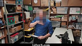 Shoplifting Suspect Bent Over in Doggystyle Striptease and Hardcore Garage Sex - Lifterx