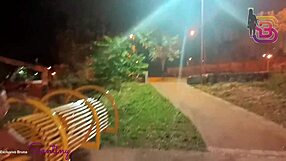 in the middle of the square, everyone sees this slut suck a big black cock