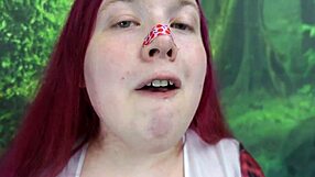 I-I fuck my chubby tranny booty with dildo closeup, sexy redhead tgirl.