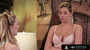 nuru massage with sexy sophia lux turns into hot threesome for couple