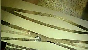 Mexican babe washes small waist in bathroom