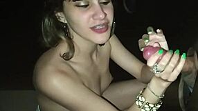 i sucked several cocks through glory hole until last gave cum bath