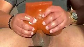 throbbing 9 inch dick strokes toy to orgasm