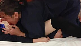 Uniform Cosplay Girl In Miniskirt Flirts And Has Sex With Creampie Blowjob Cunni