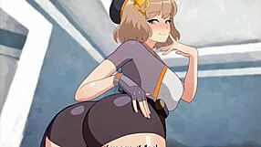 baiken bent over for bridget in guilty gear hentai