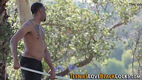 Young Teen Bangs Big Black Cock Outdoors With Facial