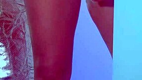 College Desi With A Sexy Dress And Sneakers Playing With Glass Dildo