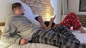 mom cleans room while i fuck stepsis, cum inside accidentally