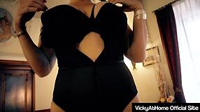 Vicky Vette Strips Fingers Ass Pussy Wet
