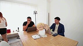 horny milf enjoys hot threesome with two college students 😏