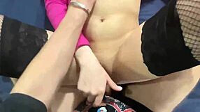 Step daughter tries big cock in stockings and panties for the first time. she gets creampied in homemade sex.