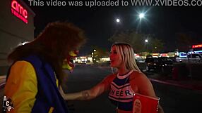 Teen cheerleader trixi brooks fucks clown gibby outdoors