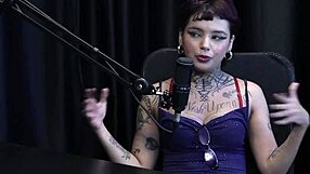 Annie Clementine shares her naughty street sex story during sensual photo session in sheer red