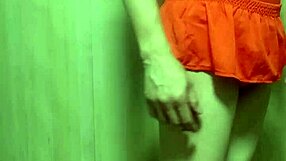 Cute girl in swimsuit forced to insert oversized anal plug for training