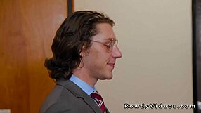 Gay office rimjob turns into anal during work