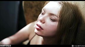 cute blonde in vampire costume for halloween