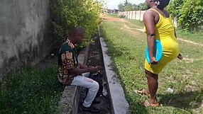 Street boy lures orange seller into uncompleted building and fucks her till he cums