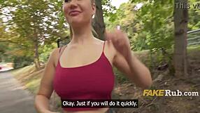 cute girl with big tits removes condom during fuck